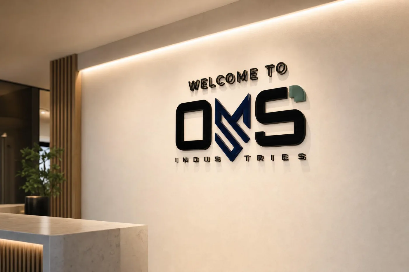 Logo 3D OMS realizzato e montato nella reception