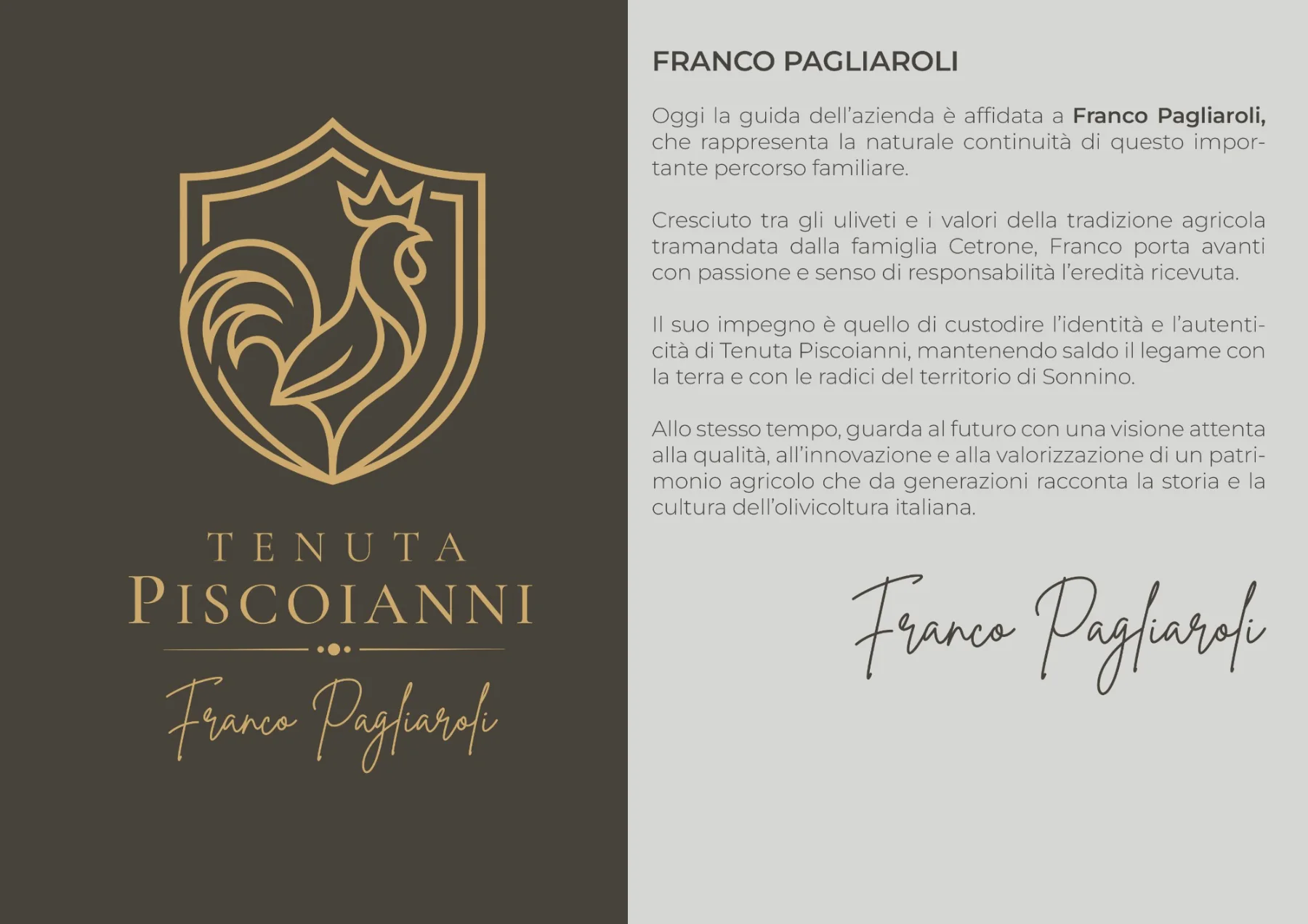 Tenuta Piscoianni — La firma