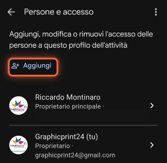 Persone e accesso con il pulsante Aggiungi cerchiato